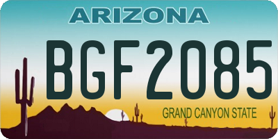 AZ license plate BGF2085