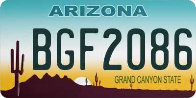 AZ license plate BGF2086