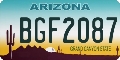 AZ license plate BGF2087