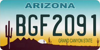 AZ license plate BGF2091