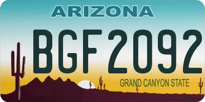 AZ license plate BGF2092