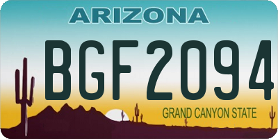 AZ license plate BGF2094