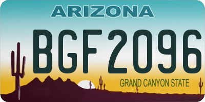 AZ license plate BGF2096