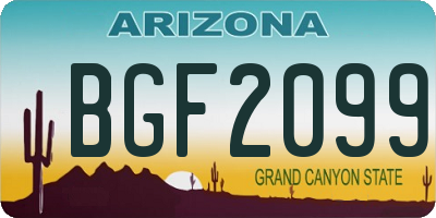AZ license plate BGF2099