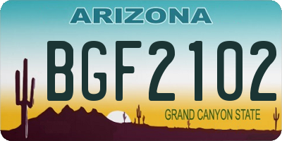 AZ license plate BGF2102