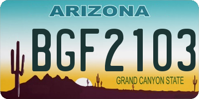 AZ license plate BGF2103