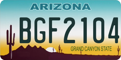 AZ license plate BGF2104