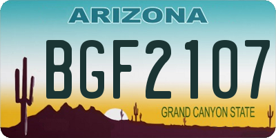 AZ license plate BGF2107