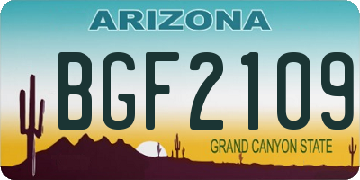 AZ license plate BGF2109
