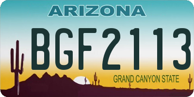 AZ license plate BGF2113