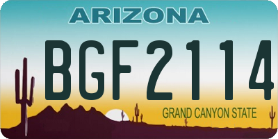 AZ license plate BGF2114