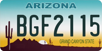 AZ license plate BGF2115