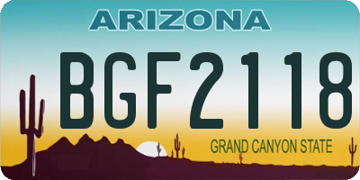 AZ license plate BGF2118