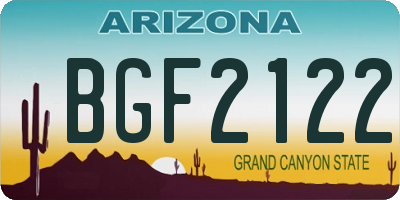 AZ license plate BGF2122