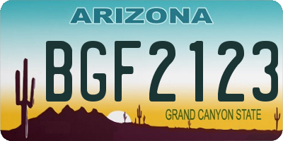 AZ license plate BGF2123
