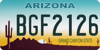 AZ license plate BGF2126