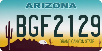 AZ license plate BGF2129