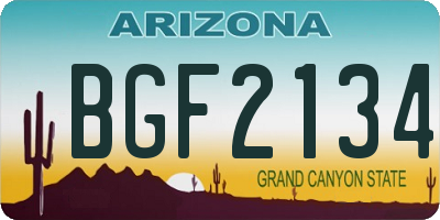 AZ license plate BGF2134