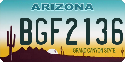 AZ license plate BGF2136