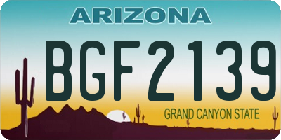 AZ license plate BGF2139