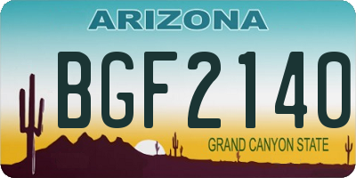 AZ license plate BGF2140