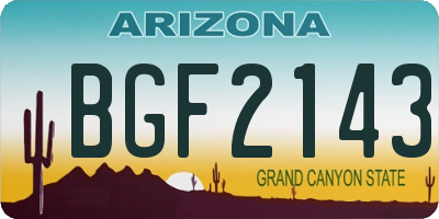 AZ license plate BGF2143