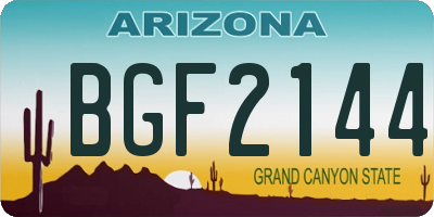 AZ license plate BGF2144