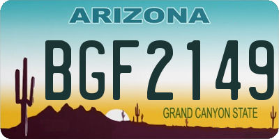 AZ license plate BGF2149
