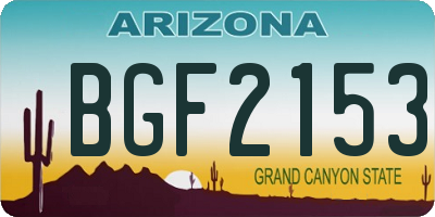 AZ license plate BGF2153