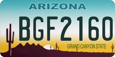 AZ license plate BGF2160