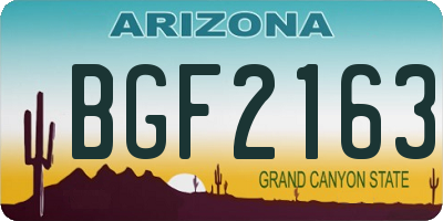 AZ license plate BGF2163