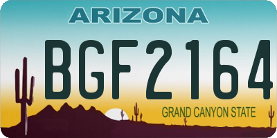 AZ license plate BGF2164
