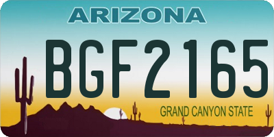 AZ license plate BGF2165