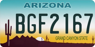 AZ license plate BGF2167