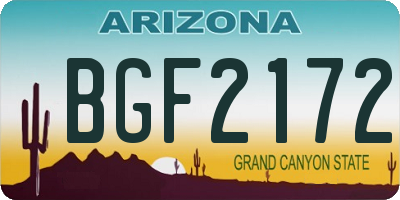 AZ license plate BGF2172