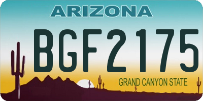 AZ license plate BGF2175