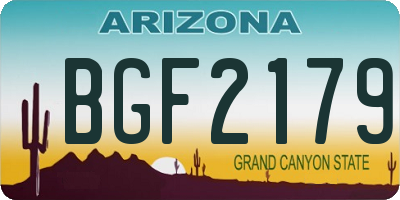 AZ license plate BGF2179