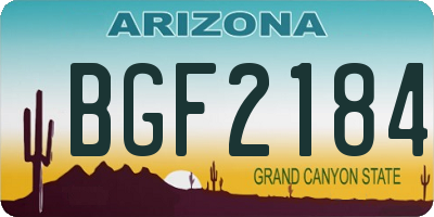 AZ license plate BGF2184