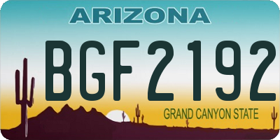 AZ license plate BGF2192