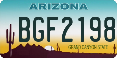 AZ license plate BGF2198
