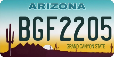 AZ license plate BGF2205