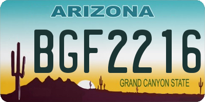 AZ license plate BGF2216