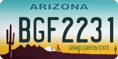 AZ license plate BGF2231