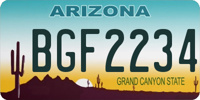 AZ license plate BGF2234