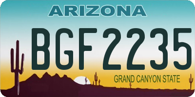 AZ license plate BGF2235