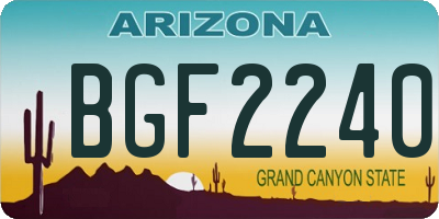 AZ license plate BGF2240