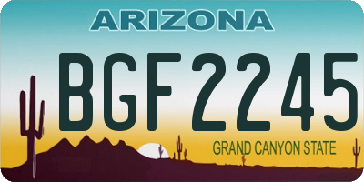 AZ license plate BGF2245