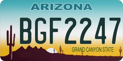 AZ license plate BGF2247