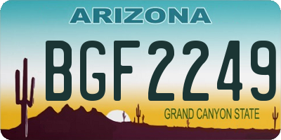 AZ license plate BGF2249
