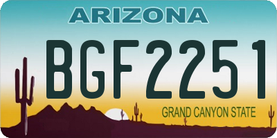 AZ license plate BGF2251